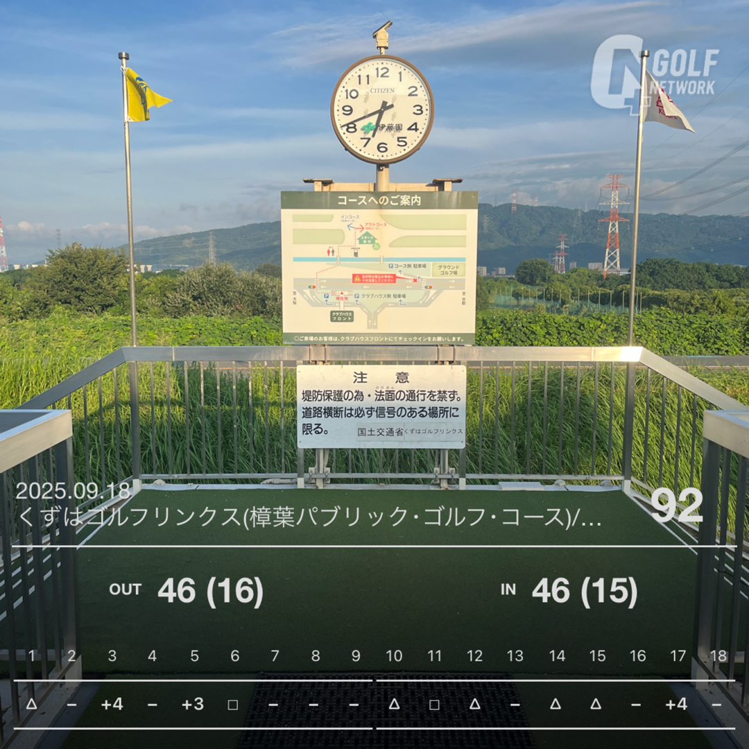 くずはリンクス早朝スルーラウンド｜92ストローク パター好調もシャンク克服が課題 #97