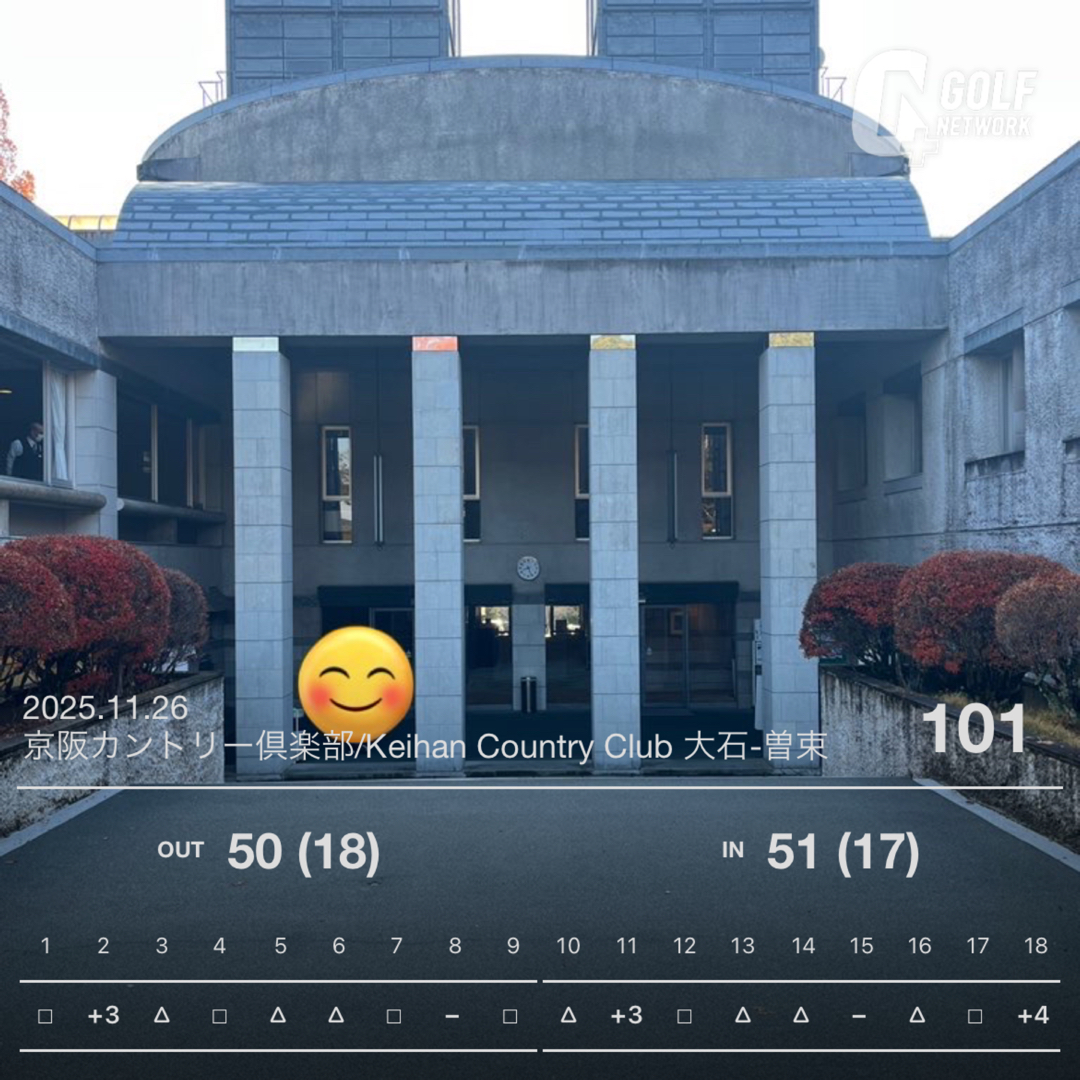 【ラウンド記録】11月26日 京阪カントリー倶楽部 大石ー曽束コース|秋晴れの中で挑んだ山ラウンド#105